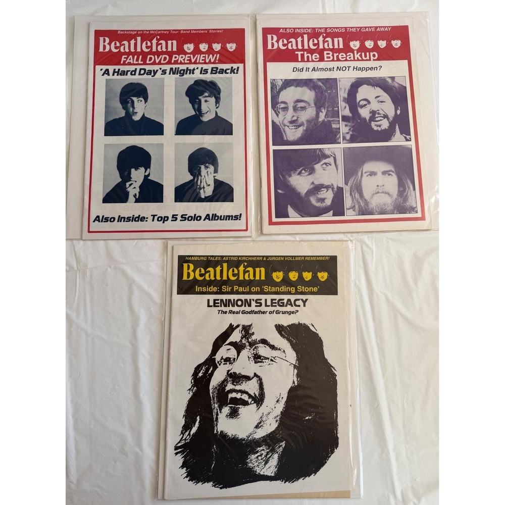 Beatlefan Magazine Lot of 3 Lennon's Legacy The Breakup A Hard Day's Night Vtg
